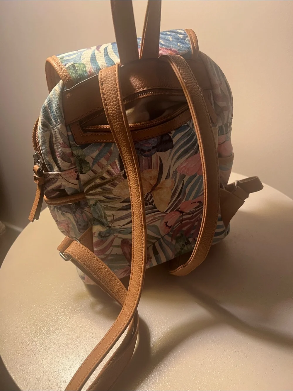 Rosetti Pastel Floral & Butterfly Mini Backpack with Tan Trim